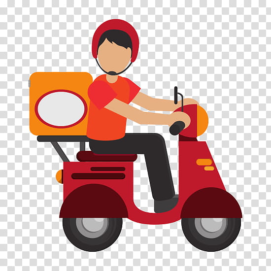 Delivery Riding Toy, Package Delivery, Courier, Cartoon, Vehicle, Scooter, Vespa transparent background PNG clipart