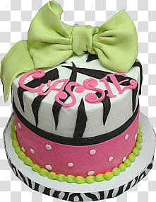 Sweet Kawaii s, green and pink zebra fondant cake transparent background PNG clipart