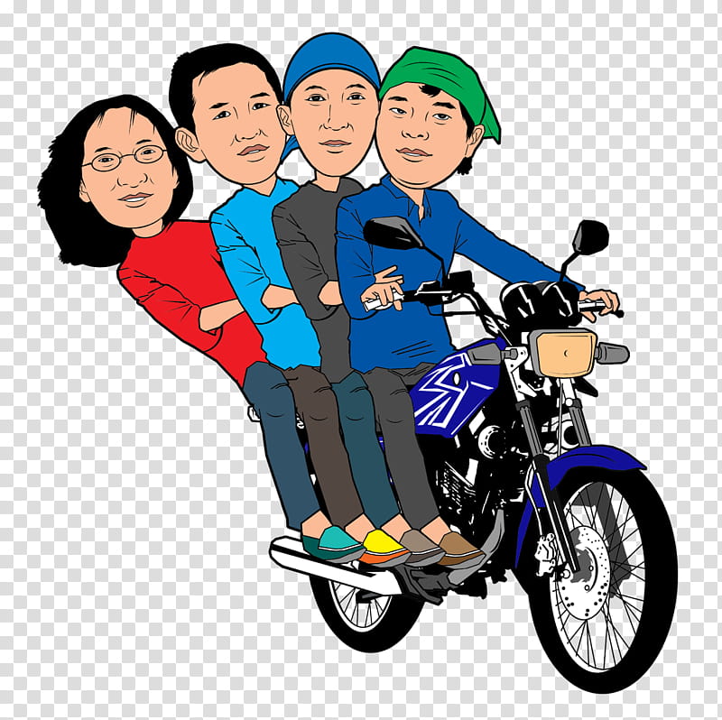 Drawing Of Family, Motorcycle, Cartoon, Vehicle, Caricature, Bicycle, Animation, Wheel transparent background PNG clipart