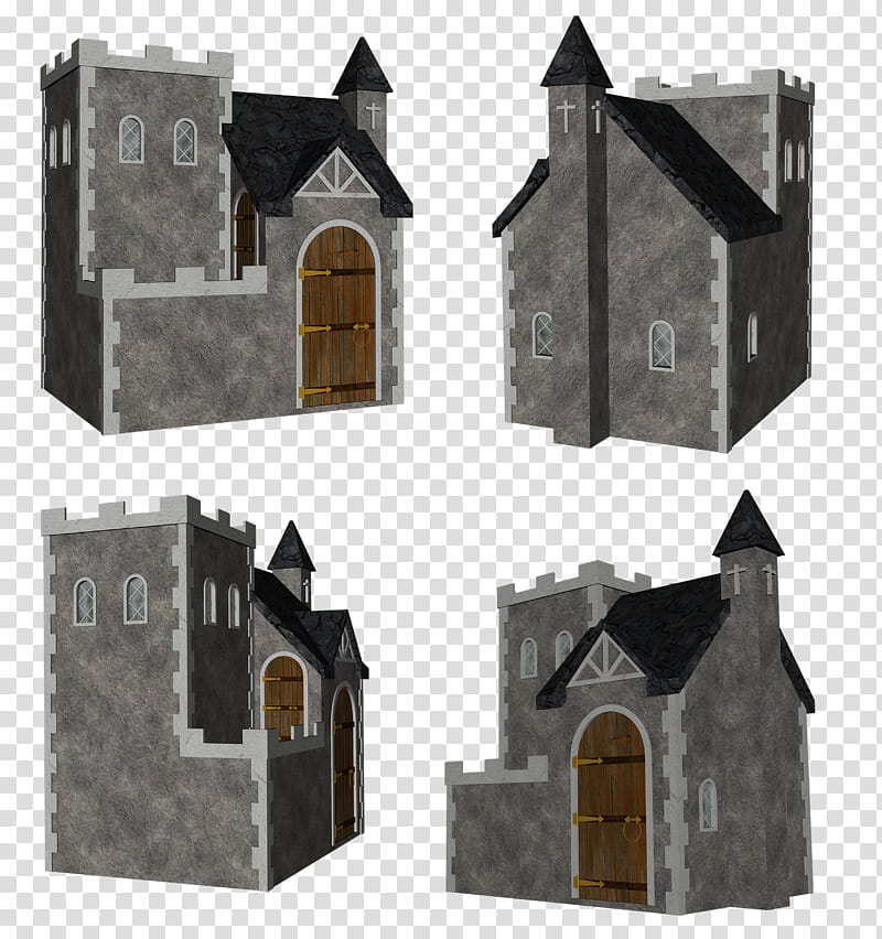 Playhouses, four gray building illustration transparent background PNG clipart