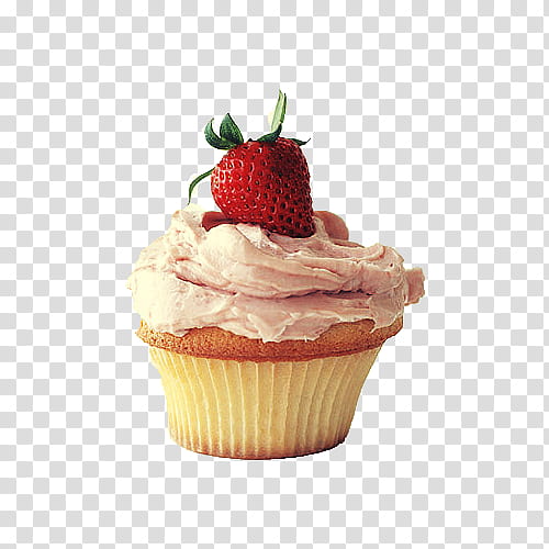 Cupcakes, pink icing cupcake transparent background PNG clipart