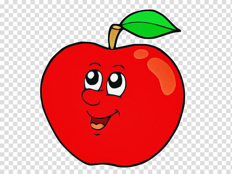 apple fruit red cartoon bell pepper, Plant, Mcintosh, Food, Leaf, Smile transparent background PNG clipart