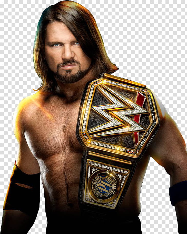 AJ Styles Clash of Champions  Poster, topless wrestler with WWE belt on shoulder transparent background PNG clipart