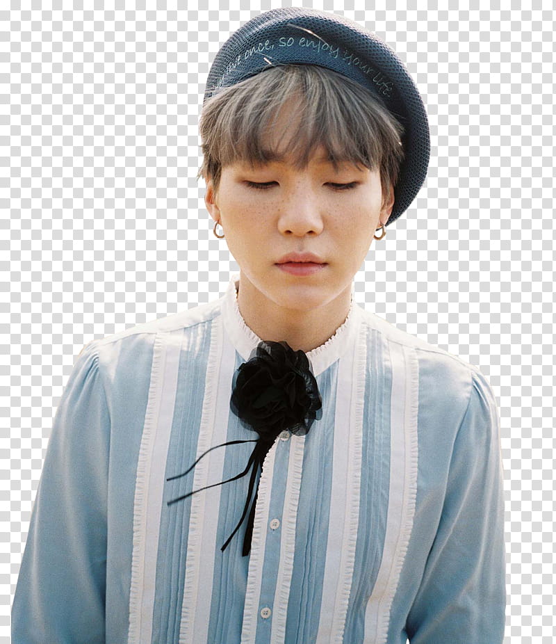 BTS FOREVER YOUNG CONCEPT S DAY VER, man wearing white and gray striped shirt transparent background PNG clipart
