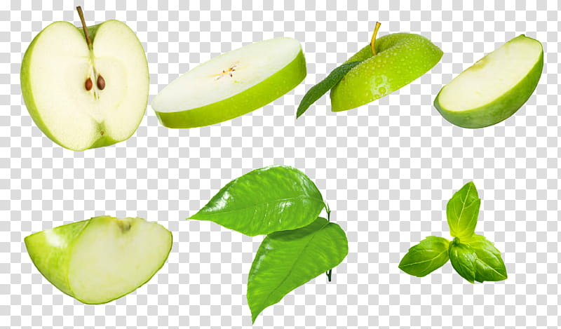 Apple Slice, sliced green apple fruits transparent background PNG clipart