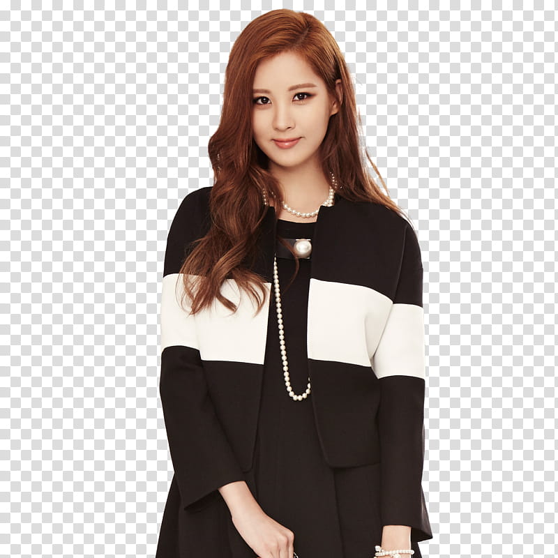 TaeTiSeo MIXXO P, woman wearing black and white long-sleeved dress transparent background PNG clipart