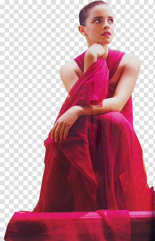 Emma Watson, woman in red long gown transparent background PNG clipart