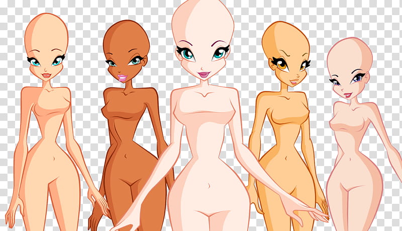 Happy Club Free Base , five hairless women illustration transparent background PNG clipart