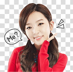 Red Velvet seulgi kakao talk emoji, woman in red jacket smiling transparent background PNG clipart
