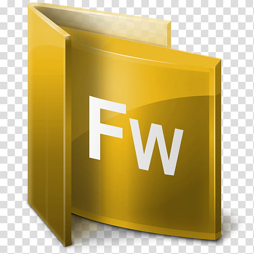 Adobe Folders, yellow background with fw text overlay transparent background PNG clipart