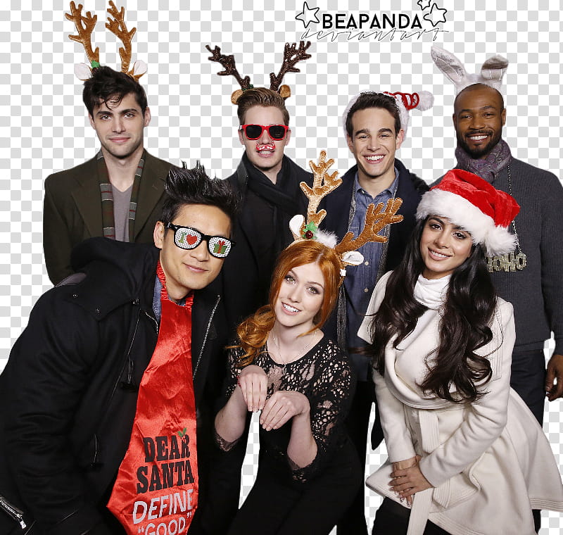 Shadowhunters, seven people with Christmas costumes transparent background PNG clipart