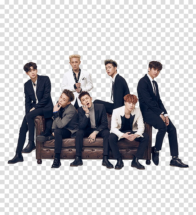 iKON SHINSEGAE P, smiling group of men transparent background PNG clipart