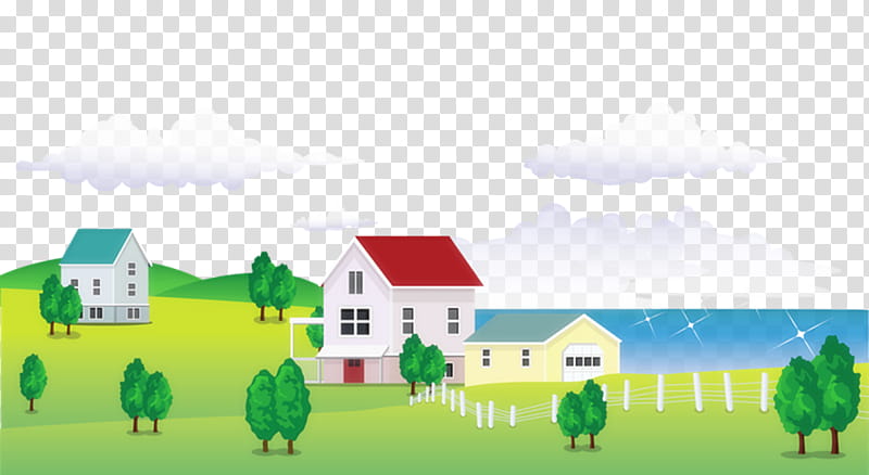 Green Grass, Drawing, Cartoon, Apartment, Villa, Landscape, Poster, Sky transparent background PNG clipart
