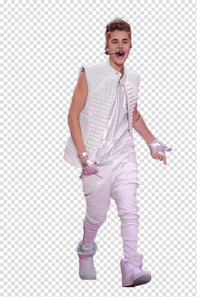 Justin Bieber, Justine Beiber wearing white vest and pants transparent background PNG clipart