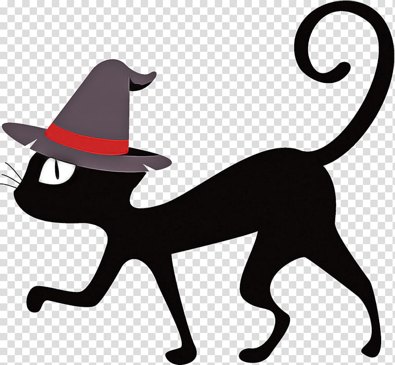 black cat halloween cat, Halloween , Hat, Tail, Headgear, Animal Figure transparent background PNG clipart