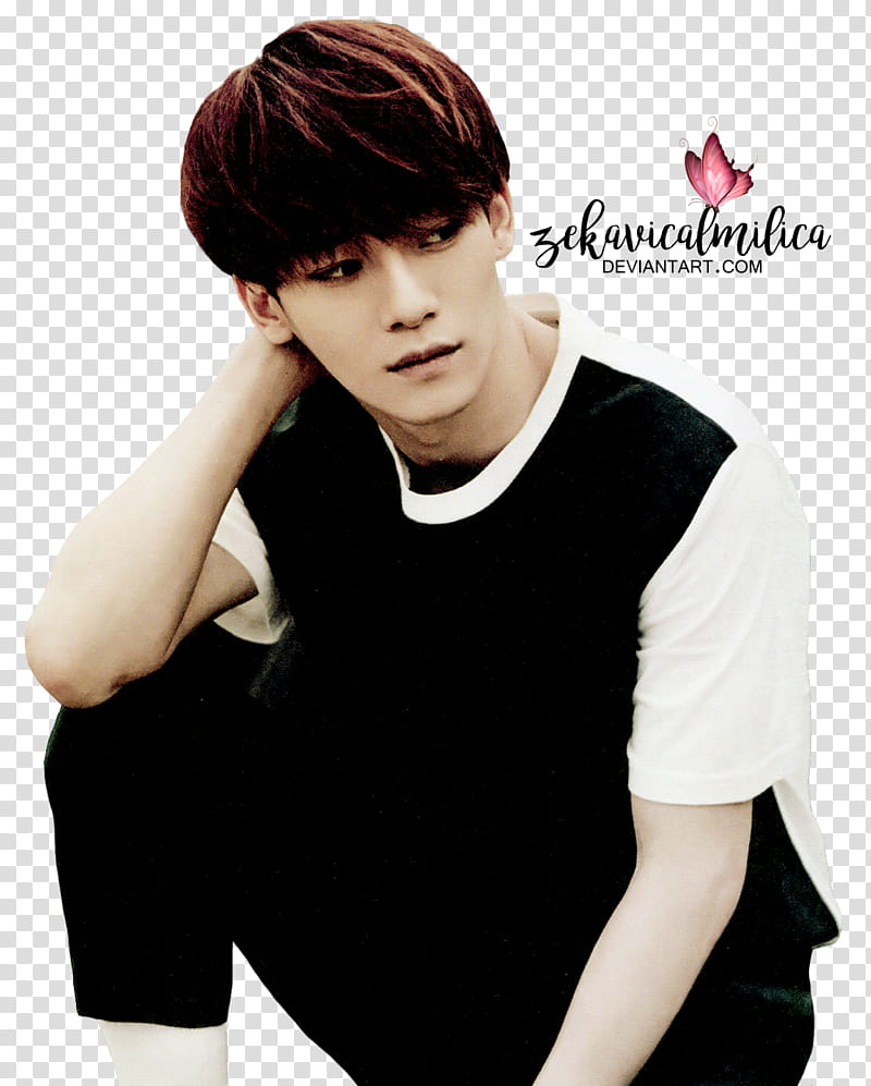 EXO Chen Love Me Right, man holding neck with right hnad transparent background PNG clipart
