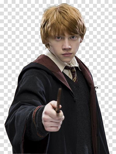 HARRY POTTER  Watchers, Ron Weasley pointing his wand transparent background PNG clipart