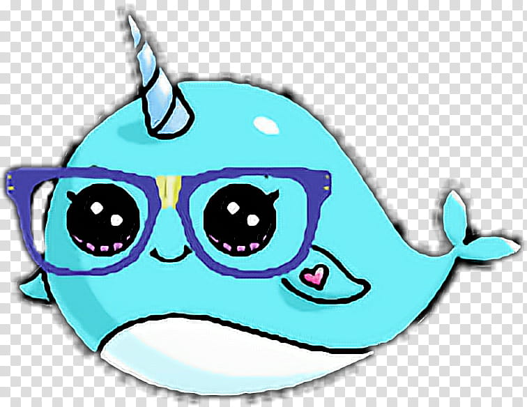 Glasses Drawing Narwhal Fish Cuteness Sticker Line Art