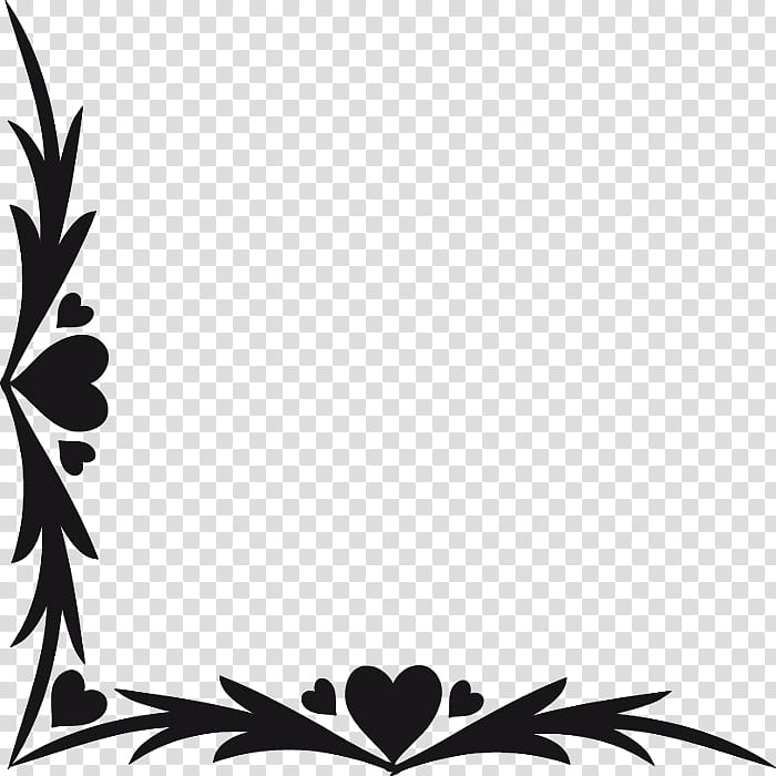 Valentine Day Corners, black heart boarder transparent background PNG clipart