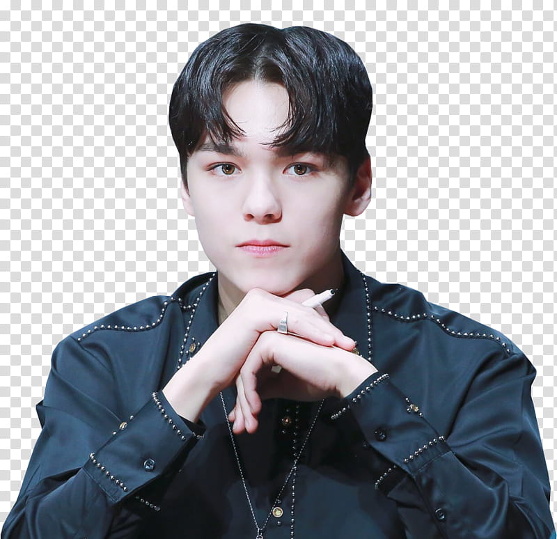 Vernon Seventeen, man wearing black long-sleeved shirt transparent background PNG clipart