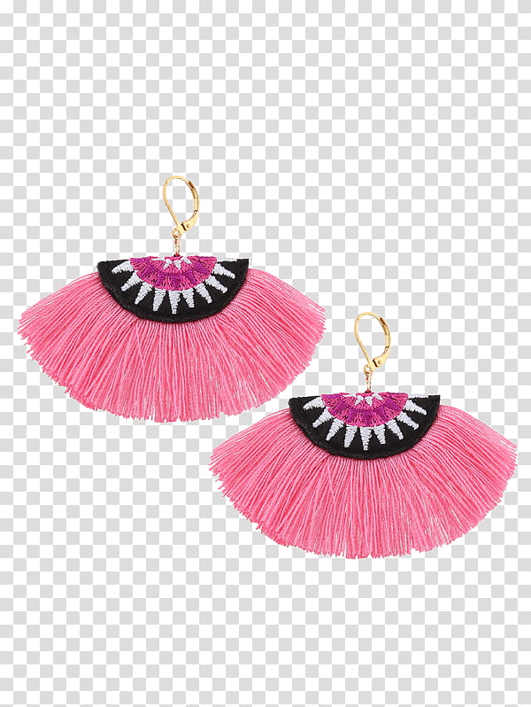 Pink, Earring, Tassel, Fringe, Embroidery, Clothing, Jewellery, Bohochic transparent background PNG clipart