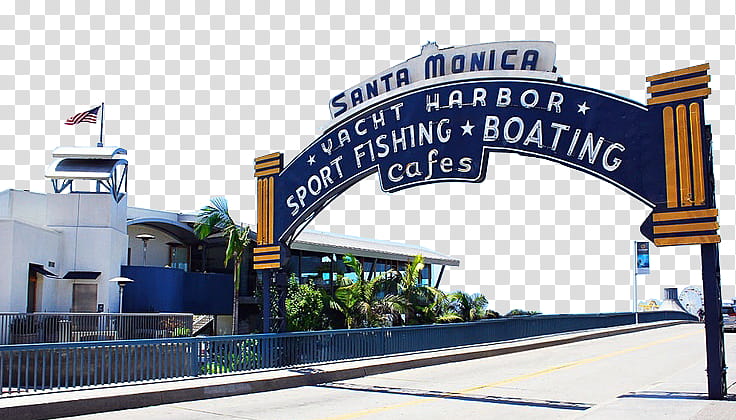 Buildings s, Santa Monica sport fishing sign transparent background PNG clipart