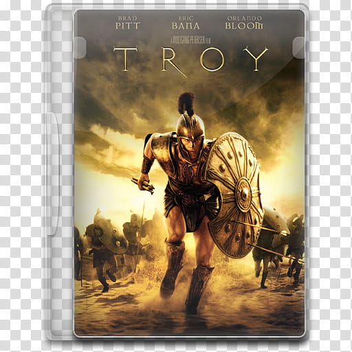 Movie Icon , Troy, Brad pitt, Eric Batia, and Orlando Bloom in Troy case transparent background PNG clipart