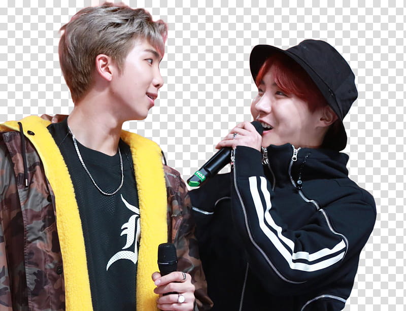 Namseok BTS, two men talking each other transparent background PNG clipart