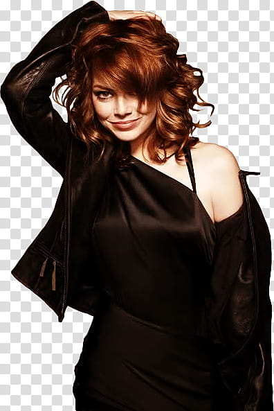 EmmaStone, woman holding head transparent background PNG clipart