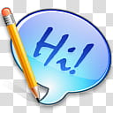 Leopard for Windows XP, blue speech bubble with Hi! text transparent background PNG clipart