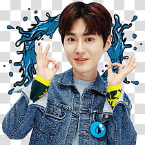 EXO Kakao Talk Stickers, EXO Suho transparent background PNG clipart