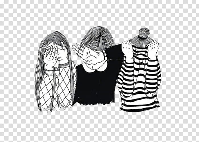 , three women hiding faces illustration transparent background PNG clipart