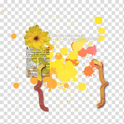 Texturas, yellow and orange flower and paint stain transparent background PNG clipart