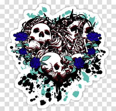Suicide Squad Stickers, white, black, and blue skull painting transparent background PNG clipart