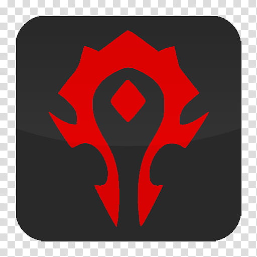 Flurry Style World of Warcraft Dock Icons, warcraft_horde_flurry, squircle black and red crest icon transparent background PNG clipart