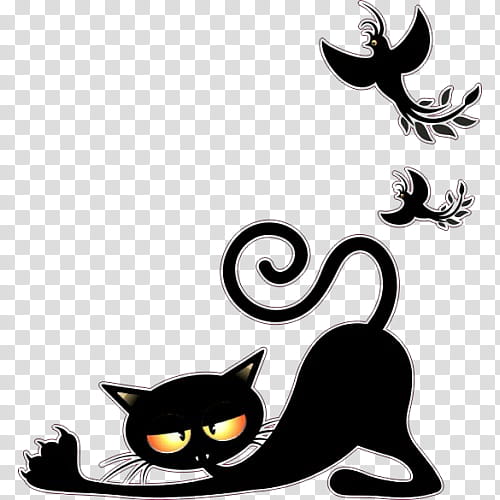 black cat cat small to medium-sized cats cartoon whiskers, Small To Mediumsized Cats, Tail, Blackandwhite transparent background PNG clipart
