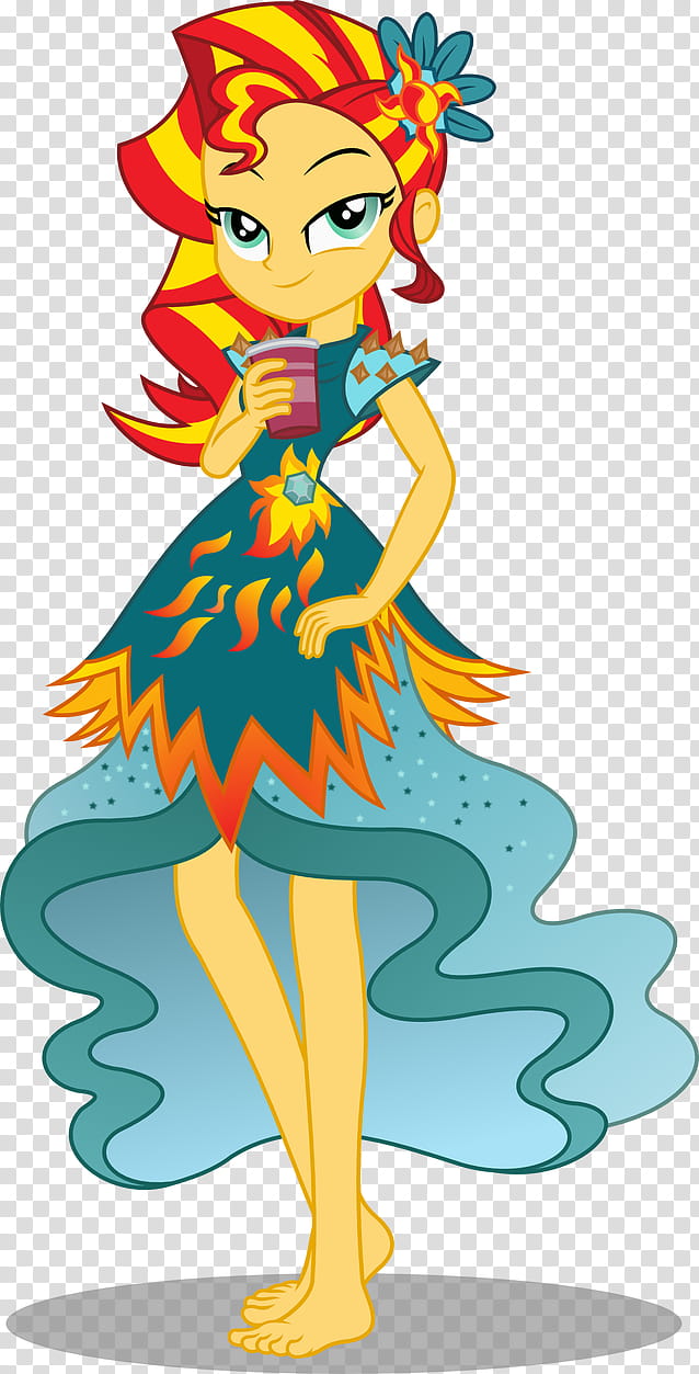 Sunset Shimmer, Legend of Everfree, woman wearing blue and yellow girl transparent background PNG clipart