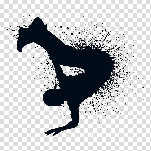 Street Dance, Hiphop Dance, Breakdancing, Silhouette, Flip Acrobatic, Blackandwhite, Logo transparent background PNG clipart