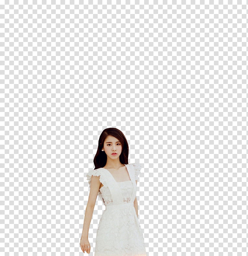 HEEJIN LOONA , women's wearing white square-neckline sleeveless dress transparent background PNG clipart