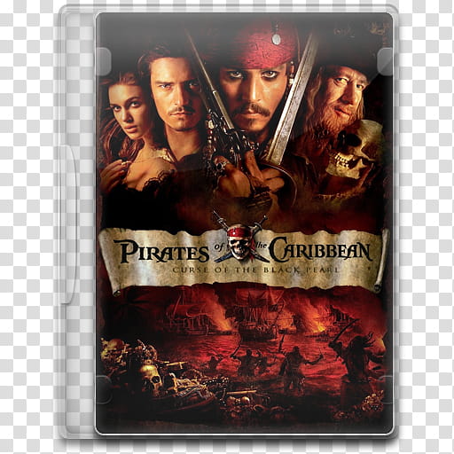 Movie Icon Mega , Pirates of the Caribbean, Curse of the Black Pearl, Pirates of Caribbean Curse of The Black Pearl DVD case cover transparent background PNG clipart