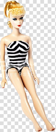 white and black stripe dressed doll close-up transparent background PNG clipart