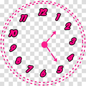 round pink and white analog clock at 2:25 transparent background PNG clipart thumbnail
