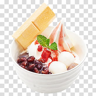 dessert with ice cream and mint in bowl transparent background PNG clipart