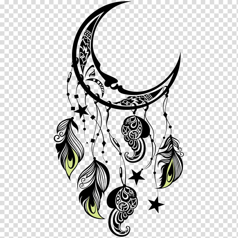Dream Catcher, Dreamcatcher, Drawing, Decal, Sticker, Moon, Black And White
, Joint transparent background PNG clipart