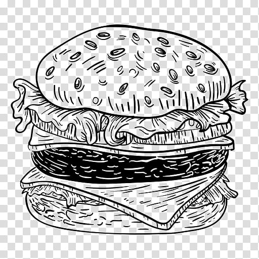 Hamburger, Paellera, Drawing, Sandwich, Restaurant, Fast Food, Patty, Meat transparent background PNG clipart