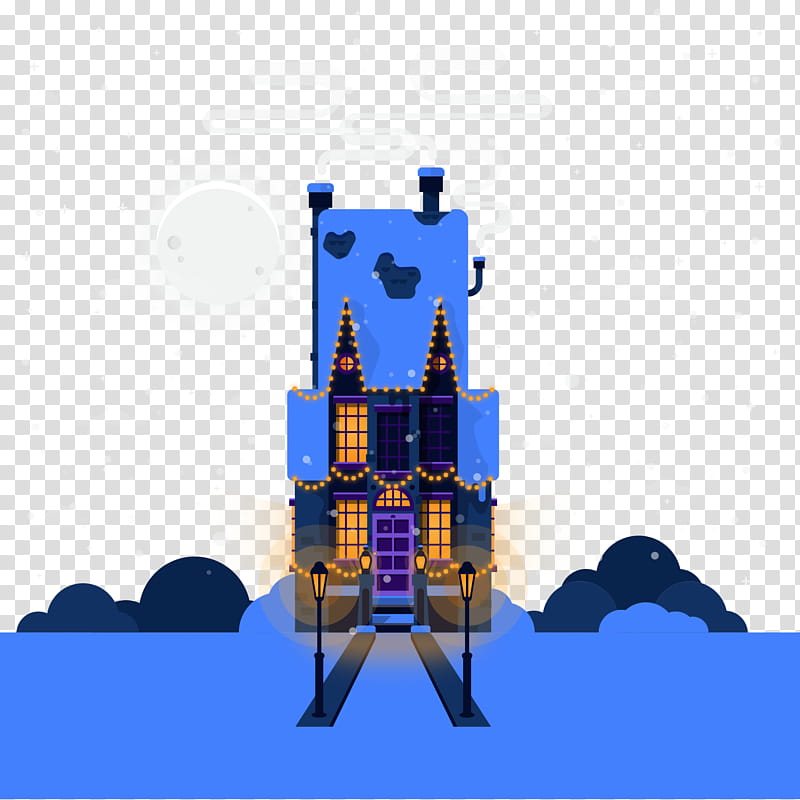 Castle, Architecture, Cartoon, Nightscape, City transparent background PNG clipart