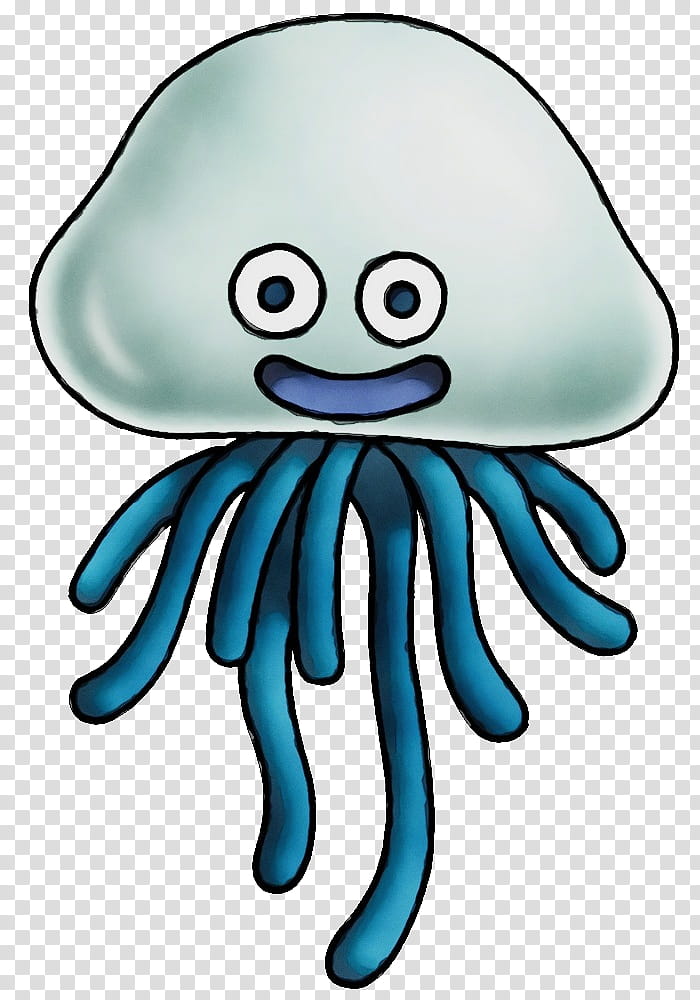 cartoon jellyfish head octopus cnidaria, Watercolor, Paint, Wet Ink, Cartoon transparent background PNG clipart