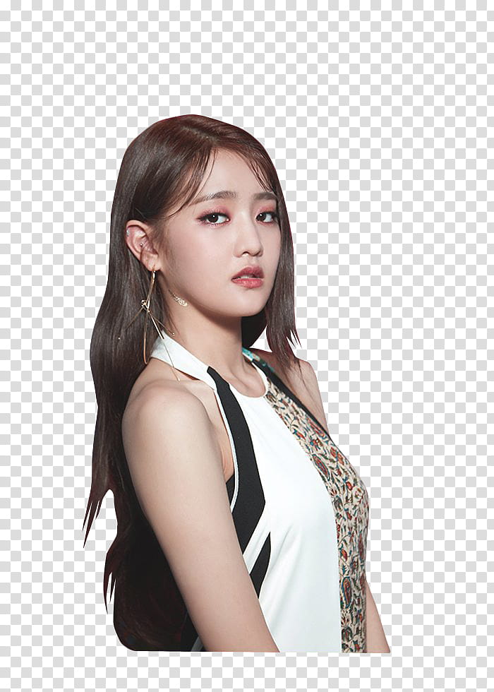 G IDLE HANN, woman wearing white and black sleeveless top transparent background PNG clipart