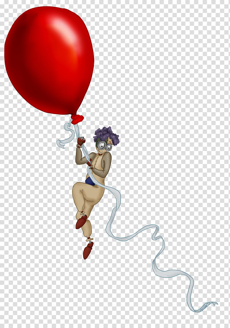 Red Balloons, cartoon character holding red balloon sticker transparent background PNG clipart