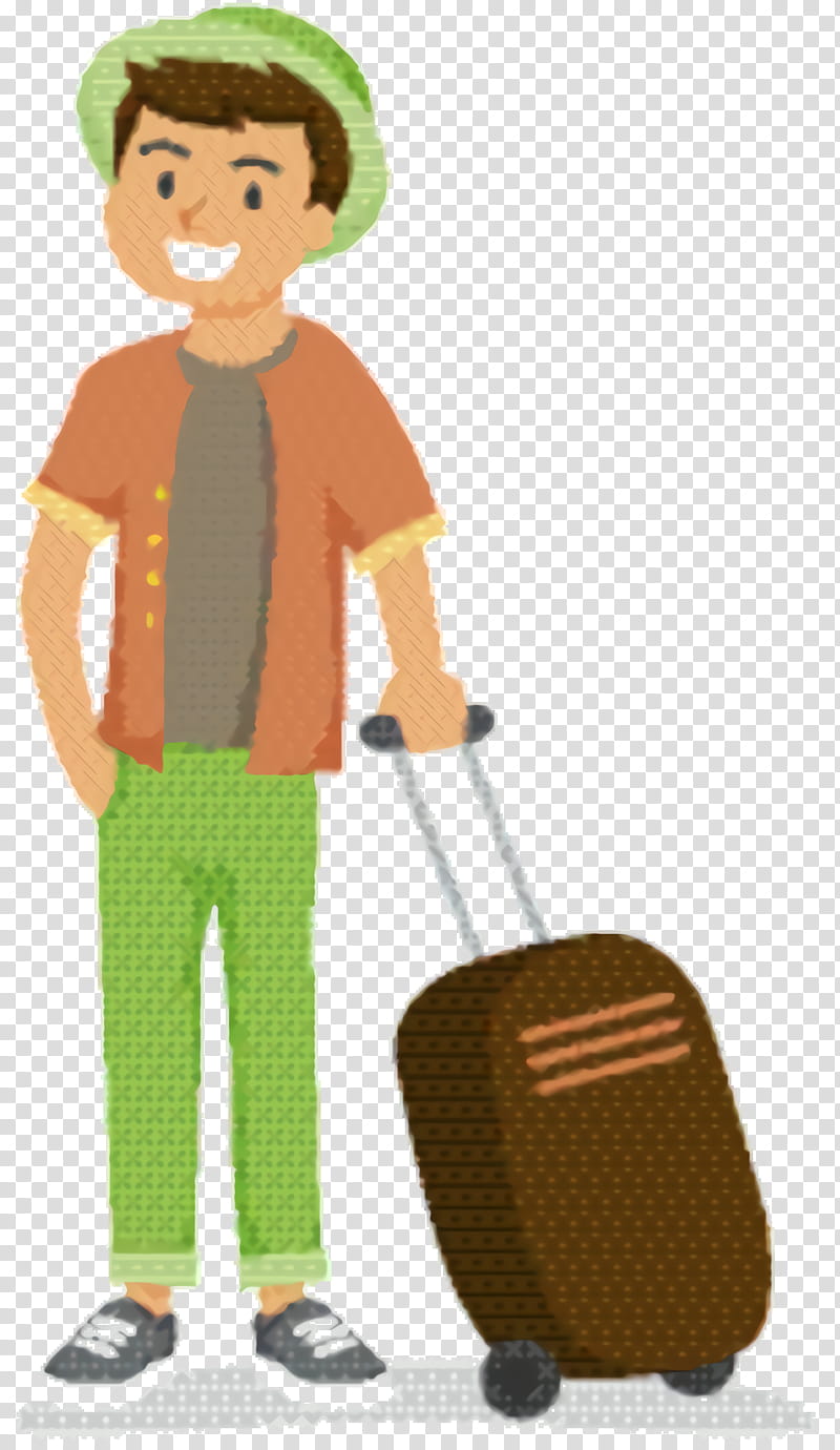 Suitcase, Boy, Headgear, Line, Human, Behavior, Cartoon, Play transparent background PNG clipart